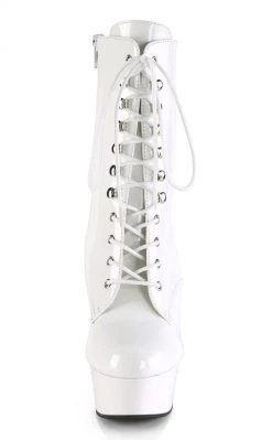 Pleaser DELIGHT-1020 White Patent Ankle Boots