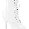 Pleaser DELIGHT-1020 White Patent Ankle Boots