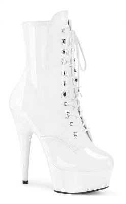 Pleaser DELIGHT-1020 White Patent Ankle Boots