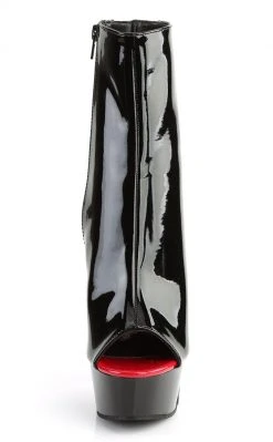 Pleaser DELIGHT-1025 Blk-Red Pat/Blk Ankle Boots