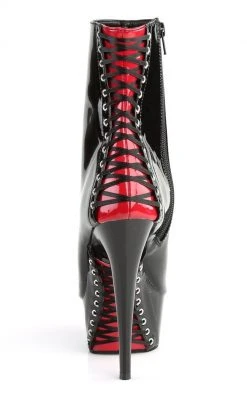 Pleaser DELIGHT-1025 Blk-Red Pat/Blk Ankle Boots
