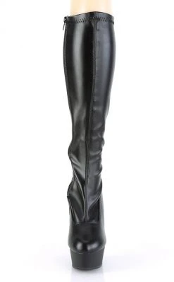 Pleaser DELIGHT-2000 Black / Black Matte Knee High Boots