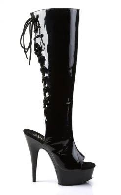 Pleaser Pole Shoes DELIGHT-2018 Black Knee High Boots