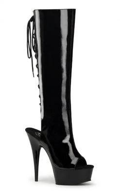Pleaser Pole Shoes DELIGHT-2018 Black Knee High Boots