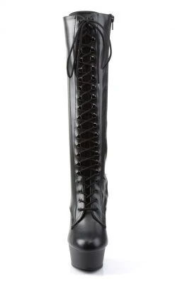 Pleaser Pole Shoes DELIGHT-2023 Black / Black Matte Knee High Boots