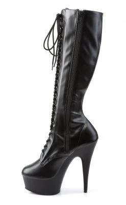 Pleaser Pole Shoes DELIGHT-2023 Black / Black Matte Knee High Boots