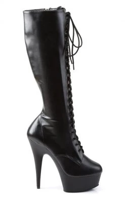 Pleaser Pole Shoes DELIGHT-2023 Black / Black Matte Knee High Boots
