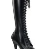 Pleaser Pole Shoes DELIGHT-2023 Black / Black Matte Knee High Boots