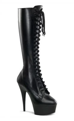 Pleaser Pole Shoes DELIGHT-2023 Black / Black Matte Knee High Boots