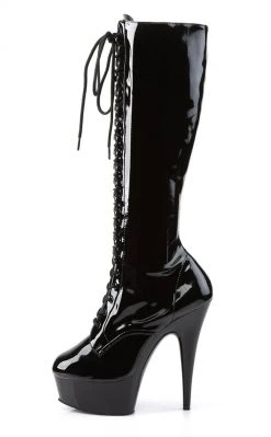 Pleaser DELIGHT-2023 Black Patent Knee High Boots