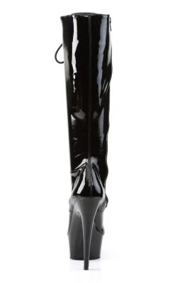 Pleaser DELIGHT-2023 Black Patent Knee High Boots