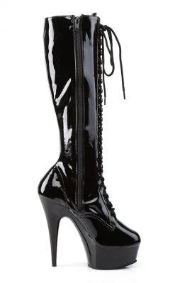 Pleaser DELIGHT-2023 Black Patent Knee High Boots