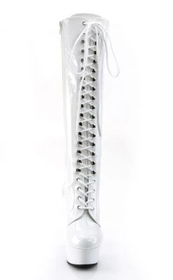 Pleaser DELIGHT-2023 White Knee High Boots