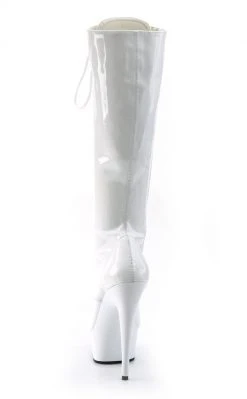 Pleaser DELIGHT-2023 White Knee High Boots