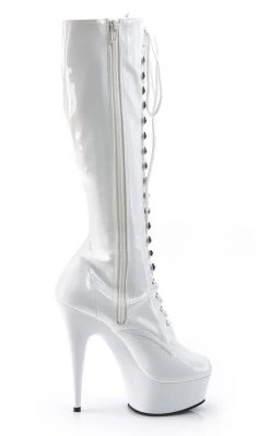 Pleaser DELIGHT-2023 White Knee High Boots