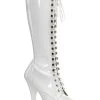 Pleaser DELIGHT-2023 White Knee High Boots
