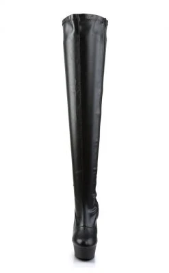 Pleaser Pole Shoes DELIGHT-3000 Black / Black Matte Thigh High Boots
