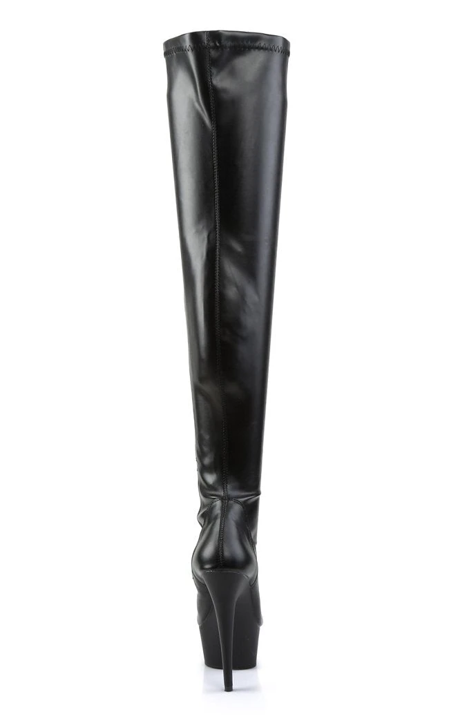 Pleaser Pole Shoes DELIGHT-3000 Black / Black Matte Thigh High Boots 6 Pleaser Pole Shoes DELIGHT-3000 Black / Black Matte Thigh High Boots