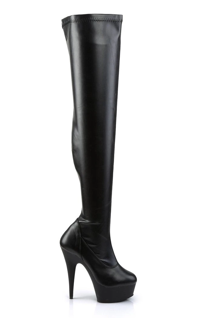 Pleaser Pole Shoes DELIGHT-3000 Black / Black Matte Thigh High Boots 7 Pleaser Pole Shoes DELIGHT-3000 Black / Black Matte Thigh High Boots
