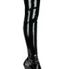 Pleaser Pole Shoes DELIGHT-3000 Blk Str Pat/Blk Thigh High Boots