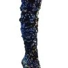 Pleaser Pole Shoes DELIGHT-3004 Blue Iridescent Sequins/ Silk Thigh High Boots