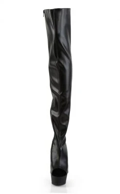 Pleaser Pole Shoes DELIGHT-3019 Black Faux Leather Thigh High Boots