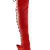 Pleaser Pole Shoes DELIGHT-3019 Red Faux Leather/Red Matte Thigh High Boots