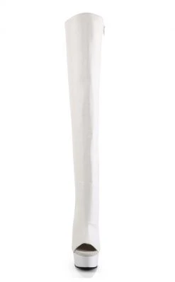 Pleaser Pole Shoes DELIGHT-3019 White Thigh High Boots