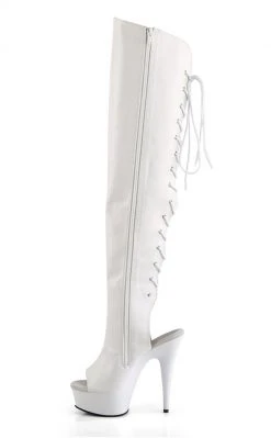 Pleaser Pole Shoes DELIGHT-3019 White Thigh High Boots