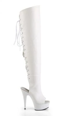 Pleaser Pole Shoes DELIGHT-3019 White Thigh High Boots