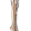 Pleaser Pole Shoes DELIGHT-3026 Clear & Silver Thigh High Boots