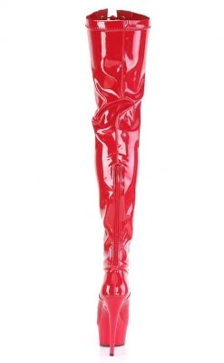 Pleaser DELIGHT-3027 Red/Black Patent Thigh High Boots Pole Shoes 10 Pleaser DELIGHT-3027 Red/Black Patent Thigh High Boots Pole Shoes