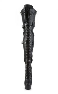 Pleaser DELIGHT-3028 Black / Black Matte Thigh High Boots Pole Shoes