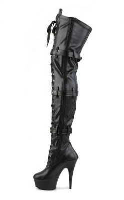 Pleaser DELIGHT-3028 Black / Black Matte Thigh High Boots Pole Shoes