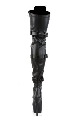 Pleaser DELIGHT-3028 Black / Black Matte Thigh High Boots Pole Shoes