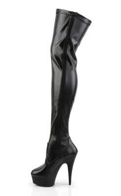 Pleaser DELIGHT-3050 Black / Black Matte Thigh High Boots Pole Shoes
