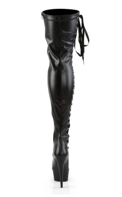 Pleaser DELIGHT-3050 Black / Black Matte Thigh High Boots Pole Shoes