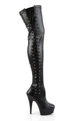 Pleaser DELIGHT-3050 Black / Black Matte Thigh High Boots Pole Shoes