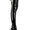 Pleaser Pole Shoes DELIGHT-3055 Black Stretch Patent Thigh High Boots