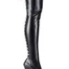 Pleaser Pole Shoes DELIGHT-3063 Blk Str Faux Leather/Blk Thigh High Boots