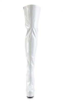 Pleaser Pole Shoes DELIGHT-3063 White Thigh High Boots