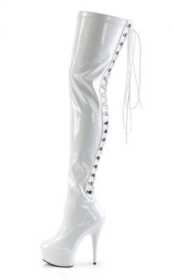 Pleaser Pole Shoes DELIGHT-3063 White Thigh High Boots