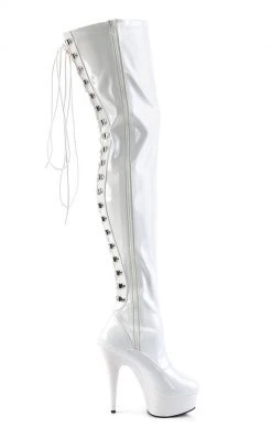 Pleaser Pole Shoes DELIGHT-3063 White Thigh High Boots