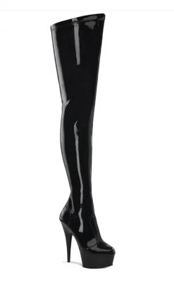 Pleaser Pole Shoes DELIGHT-4000 Black Stretch Super Long Boots
