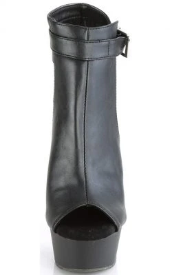 Pleaser DELIGHT-600-10 Black Faux Leather Heels Pole Shoes