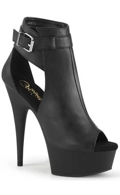Pleaser DELIGHT-600-10 Black Faux Leather Heels Pole Shoes
