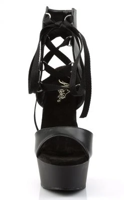 Pleaser DELIGHT-600-14 Black Faux Leather Heels