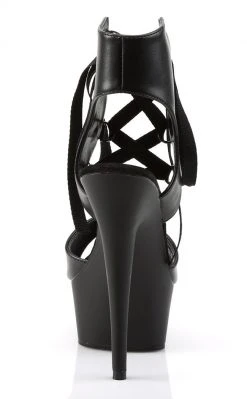 Pleaser DELIGHT-600-14 Black Faux Leather Heels