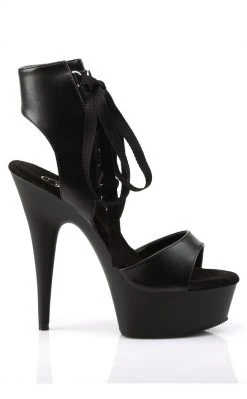 Pleaser DELIGHT-600-14 Black Faux Leather Heels