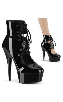 Pleaser Pole Shoes DELIGHT-600-22 Black Patent/Black Heels